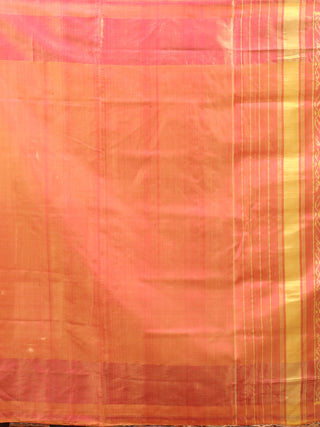 Padmaprabha-Coral Pink Rajkot Single Ikkat Pure Mulberry Silk Patola Saree