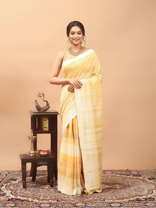 Sunlit Butter Yellow Bhujodi Kala Cotton Saree