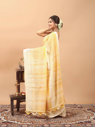 Sunlit Butter Yellow Bhujodi Kala Cotton Saree