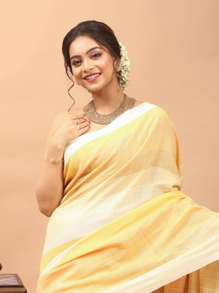 Sunlit Butter Yellow Bhujodi Kala Cotton Saree
