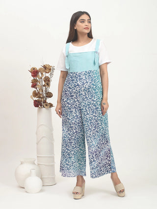 Aqua Tides – Hand Batik & Andhra Cotton Layered Jumpsuit