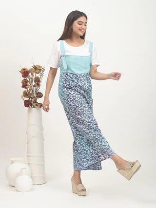 Aqua Tides – Hand Batik & Andhra Cotton Layered Jumpsuit