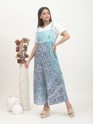 Aqua Tides – Hand Batik & Andhra Cotton Layered Jumpsuit