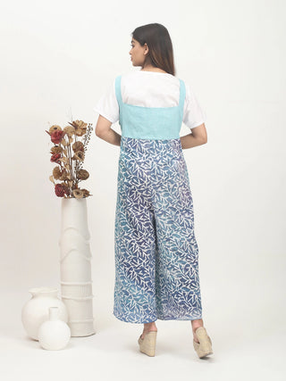 Aqua Tides – Hand Batik & Andhra Cotton Layered Jumpsuit