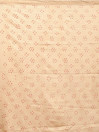 Svarnalekha – Beige Pure Tussar Silk Saree with Brick Red Hand Rai Bandhej