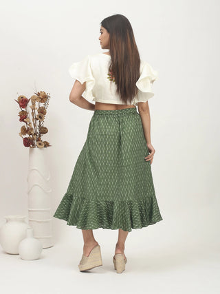 Forest Rhythm – Ikkat Cotton Flared Skirt