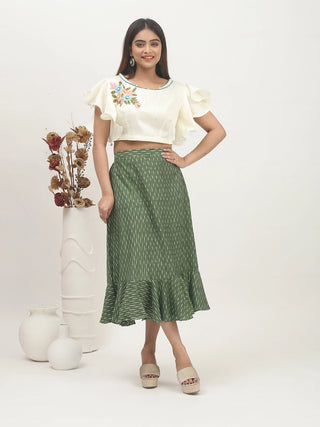 Forest Rhythm – Ikkat Cotton Flared Skirt