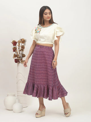 Plum Motion – Ikkat Cotton Flared Skirt