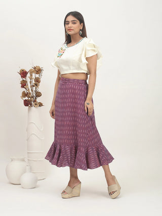Plum Motion – Ikkat Cotton Flared Skirt