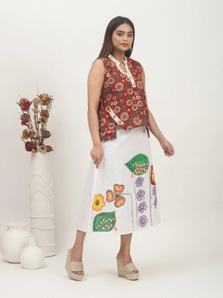 Garden Story – Hand-Painted Cotton Skirt