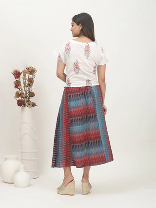 Crimson Tide – Andhra Cotton Ikkat Flared Skirt