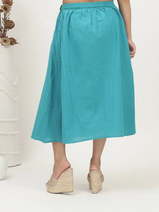 Teal Grace – Andhra Cotton Flared Skirt