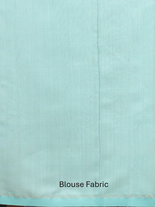 Pastel Aqua Blue Bengal Handloom Muslin Saree with Multicoloured Floral Jamdani Weaves