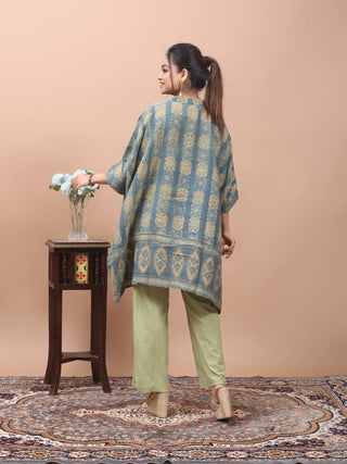 Desert Ajrakh – Noil Silk Short Kaftan