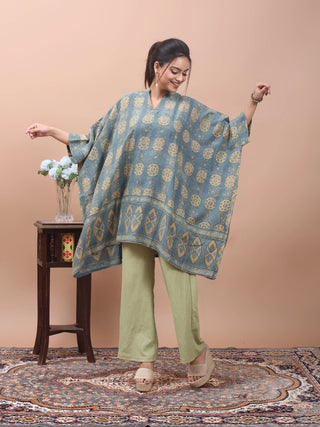 Desert Ajrakh – Noil Silk Short Kaftan