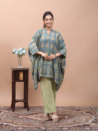 Desert Ajrakh – Noil Silk Short Kaftan