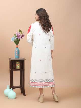 Red Birds Tale – Appliqué Jamdani Dress