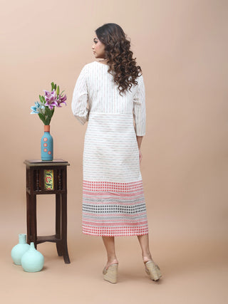 Ivory Rhythm – Jamdani Pocket Dress