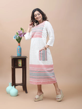 Ivory Rhythm – Jamdani Pocket Dress