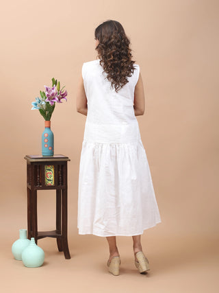 Summer Whisper – Jamdani Yoke Flared Dress