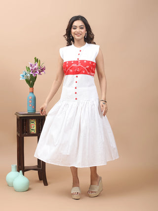 Summer Whisper – Jamdani Yoke Flared Dress