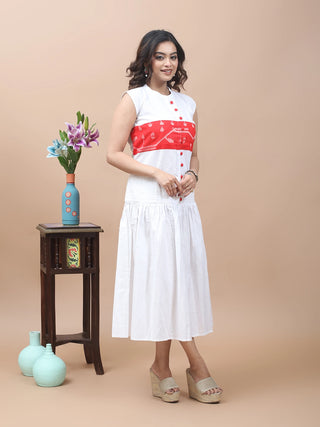 Summer Whisper – Jamdani Yoke Flared Dress