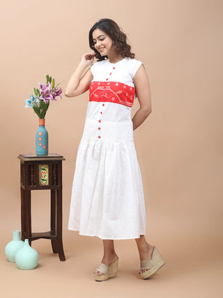 Summer Whisper – Jamdani Yoke Flared Dress