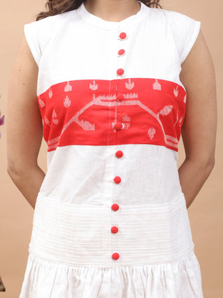 Summer Whisper – Jamdani Yoke Flared Dress
