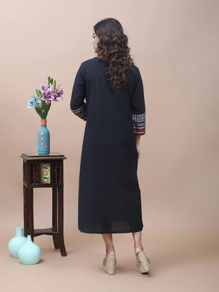 Midnight Weave – South Cotton Jamdani Dress