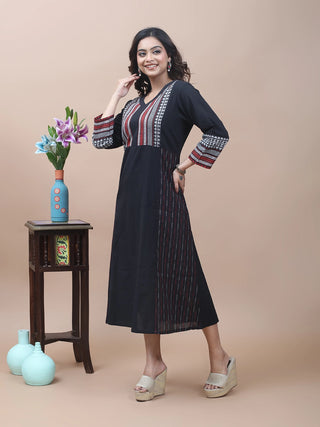 Midnight Weave – South Cotton Jamdani Dress