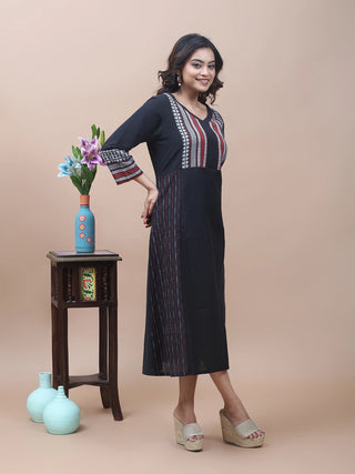 Midnight Weave – South Cotton Jamdani Dress