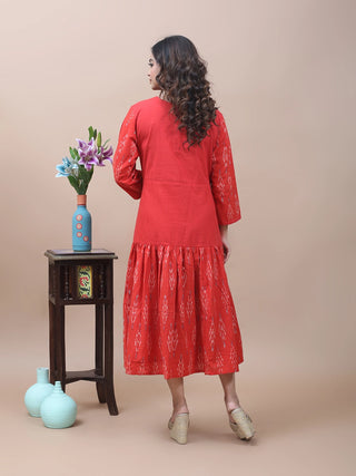 Scarlet Ease – Ikkat & Andhra Buttoned Dress