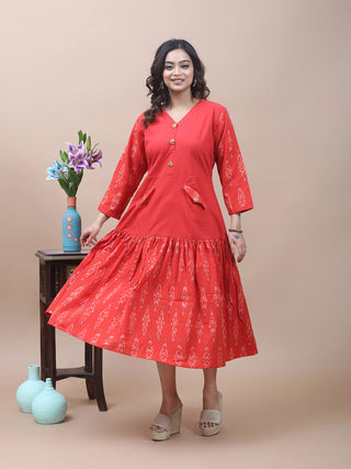 Scarlet Ease – Ikkat & Andhra Buttoned Dress