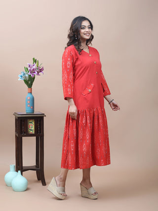 Scarlet Ease – Ikkat & Andhra Buttoned Dress