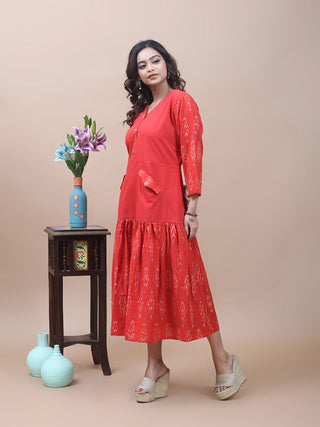 Scarlet Ease – Ikkat & Andhra Buttoned Dress
