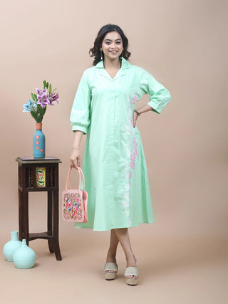 Mint Meadow – Embroidered Appliqué Dress