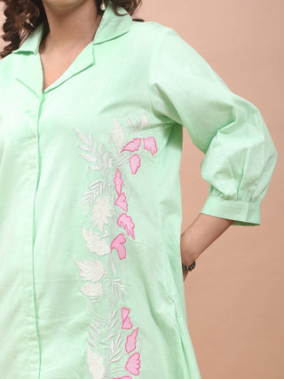 Mint Meadow – Embroidered Appliqué Dress