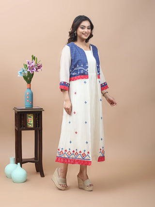 Heritage Layers – Mul Chanderi Jamdani Jacket Dress