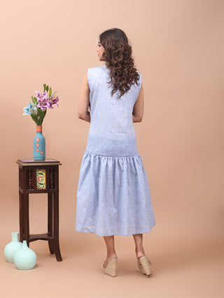 Indigo Line – Jamdani Panel Cotton Dress