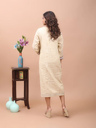Golden Rhythm – Hand-Painted Viscose-Katan Silk Art Dress