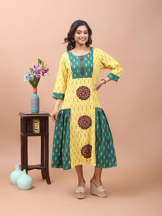 Sunlit Craft – Ikkat & Kantha Fusion Dress