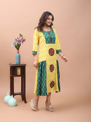 Sunlit Craft – Ikkat & Kantha Fusion Dress