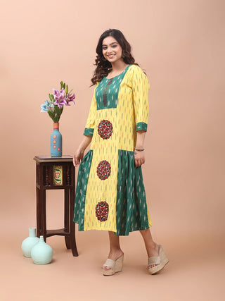 Sunlit Craft – Ikkat & Kantha Fusion Dress