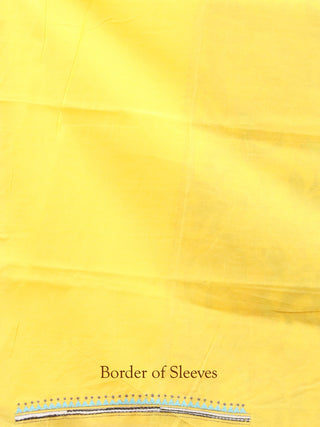 Sunshine Yellow Chanderi Silk Kurta Fabric with Hand Kantha Embroidery