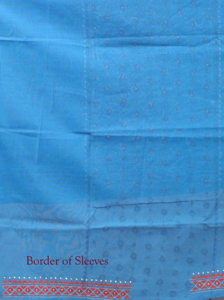 Azure Blue Chanderi Silk Kurta Fabric with Hand Kantha Embroidery