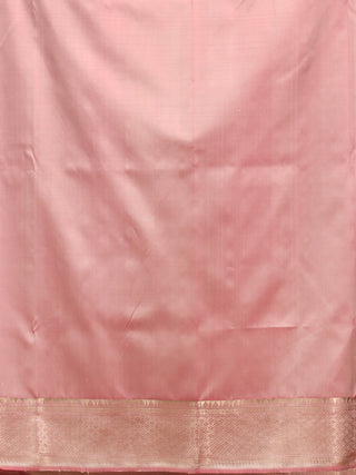 Soft Rose Pink Pure Bishnupuri Katan Silk Swarnachari Saree