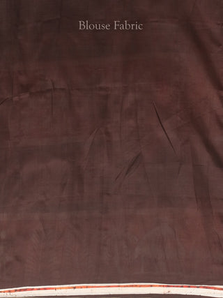 Deep Chocolate Brown & Terracotta Pure Murshidabad Silk Saree with Warli-Inspired Motifs in Hand Batik
