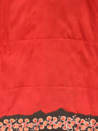 Black Pure Bishnupur Katan Silk with Gulmohar Flowers in Hand Batik