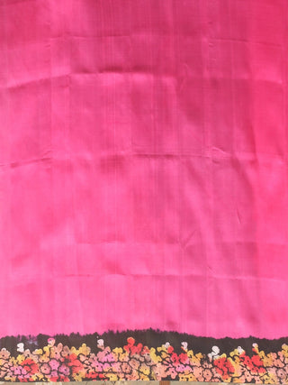 Black Bishnupur Katan Batik Silk Saree depicting Autumn