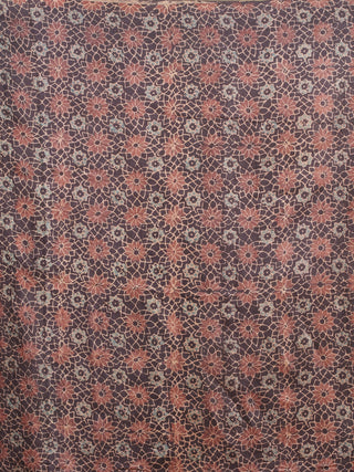 Brown and Black Designer Tussar Silk Saree – Ajrakh & Embroidery Harmony